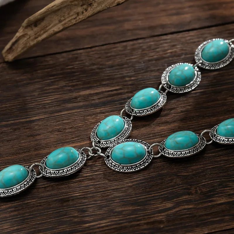 Imitation Turquoise Decorative Women's Y - shaped Lariat Necklace Suitable For Daily Wear And Vacation Travel Handmade - RYZZ