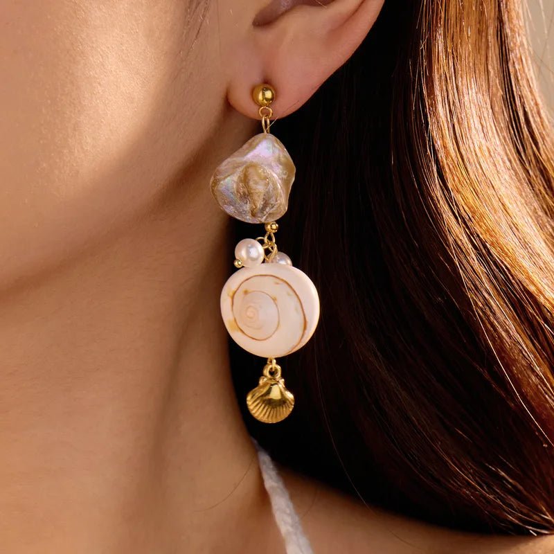 Starfish Earrings Necklace 304 Stainless Steel Imitation Pearl Natural Stone Shell Ion Plating (IP) 18K Gold Plated Women's Cord In Chain Cute Marine Style Artistic - RYZZ