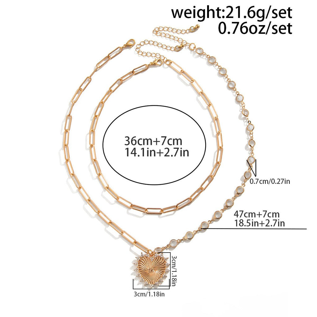Retro Simple Style Heart Shape Alloy Gold Plated Pendant Necklace - RYZZ