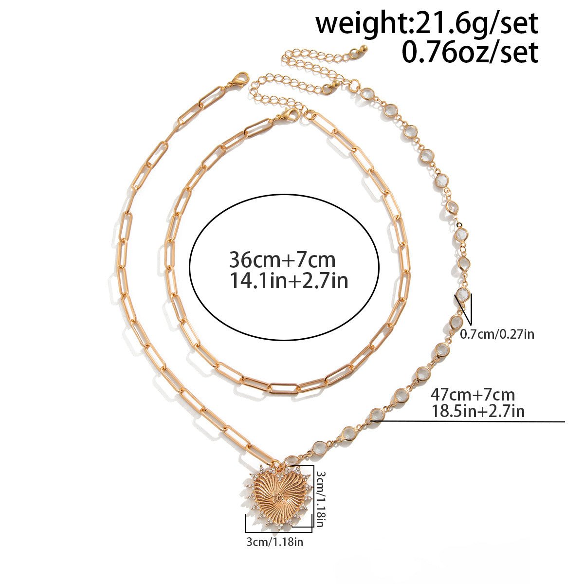 Retro Simple Style Heart Shape Alloy Gold Plated Pendant Necklace - RYZZ