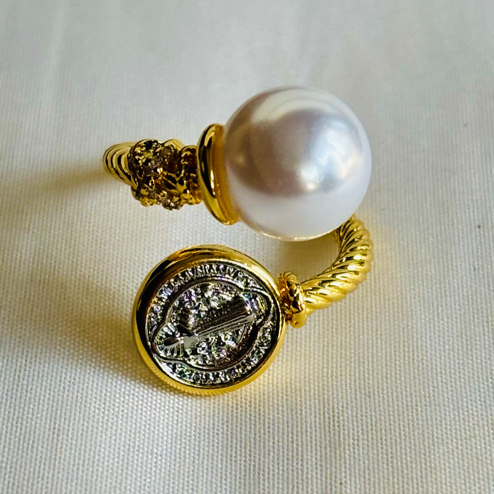 Korean Pearl Gold Plated Adjustable Alloy Ring - RYZZ