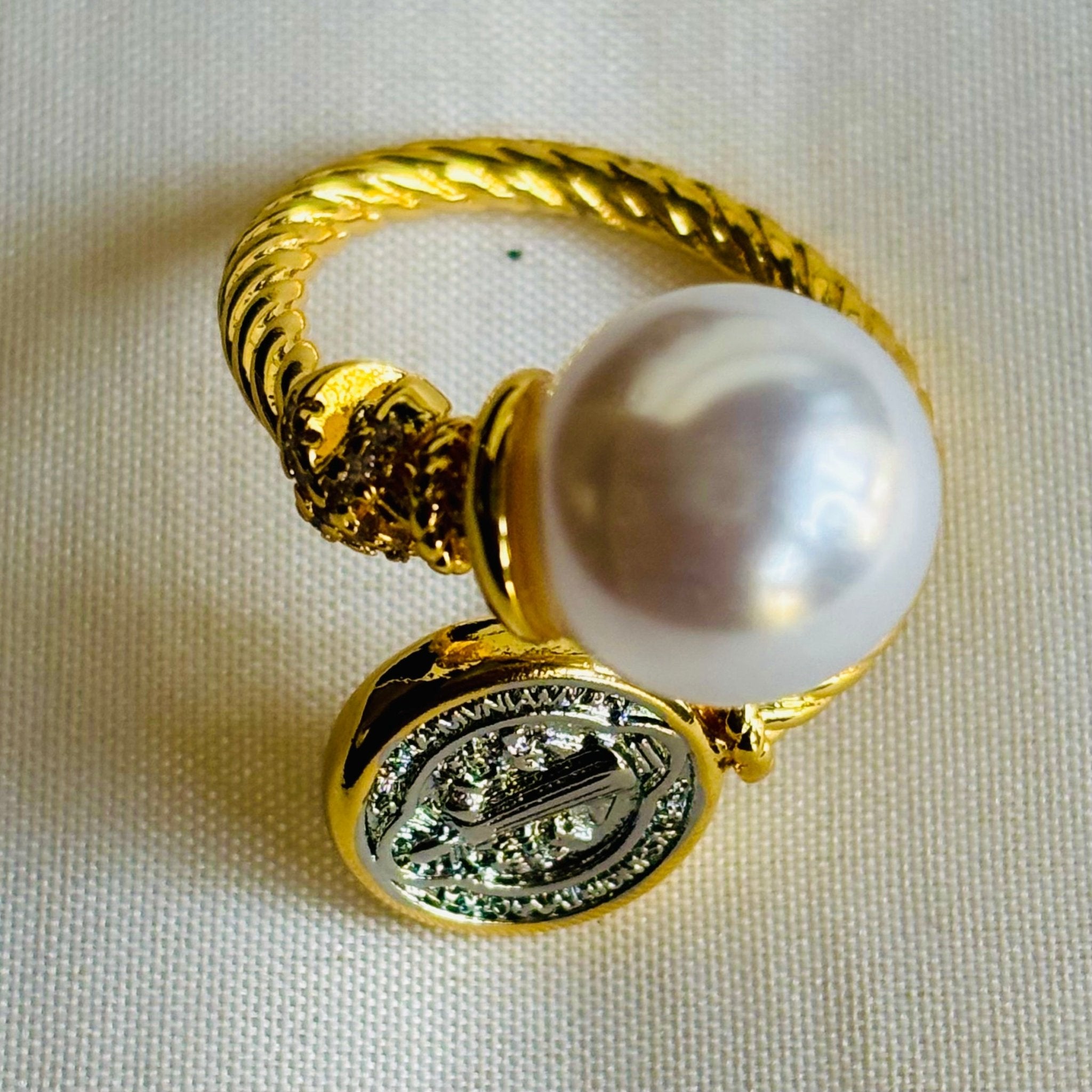 Korean Pearl Gold Plated Adjustable Alloy Ring - RYZZ