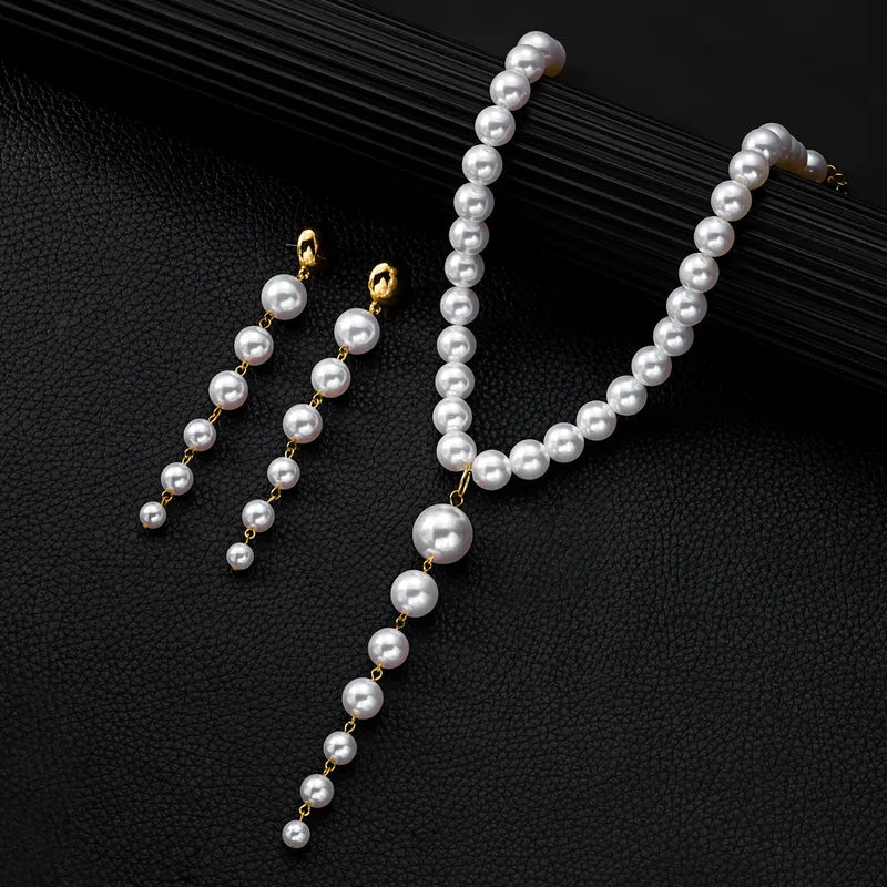 Baroque Imitation Pearl Necklace Trendy Collarbone Chain Jewelry Set For Women Charming And Shiny Design - RYZZ