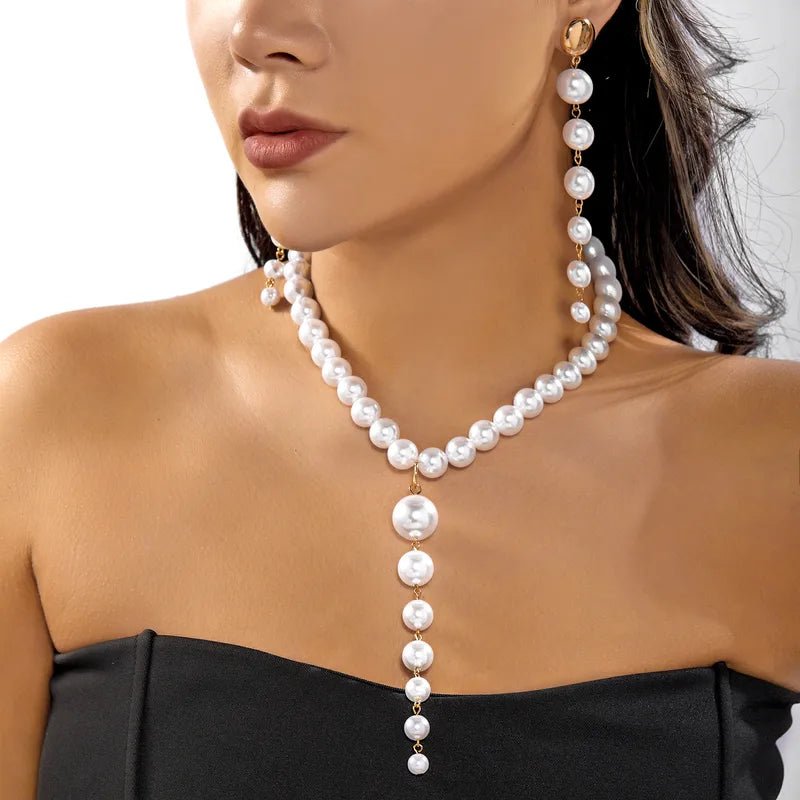 Baroque Imitation Pearl Necklace Trendy Collarbone Chain Jewelry Set For Women Charming And Shiny Design - RYZZ