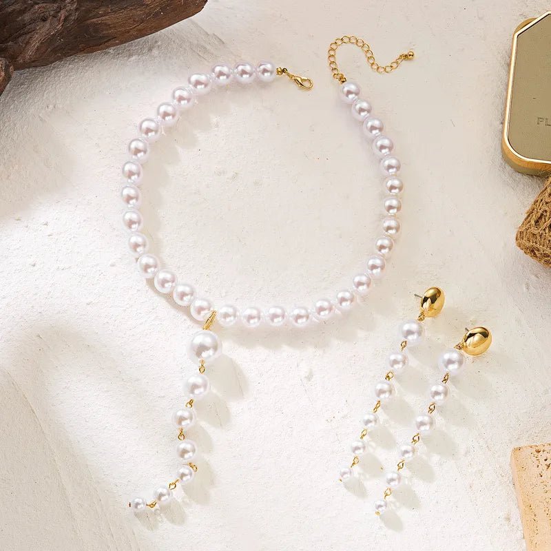 Baroque Imitation Pearl Necklace Trendy Collarbone Chain Jewelry Set For Women Charming And Shiny Design - RYZZ
