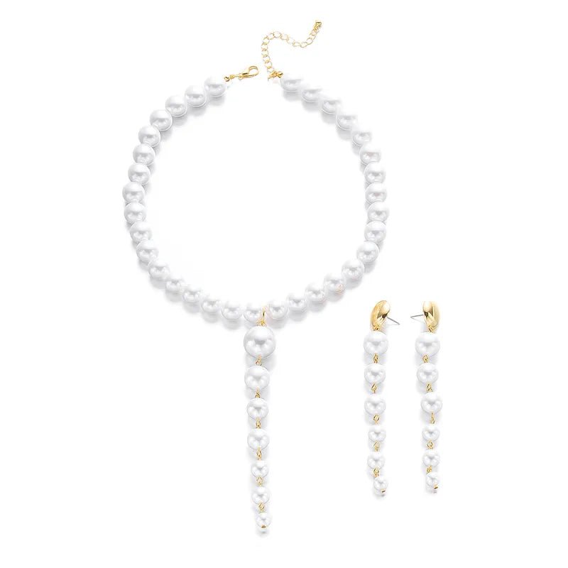 Baroque Imitation Pearl Necklace Trendy Collarbone Chain Jewelry Set For Women Charming And Shiny Design - RYZZ