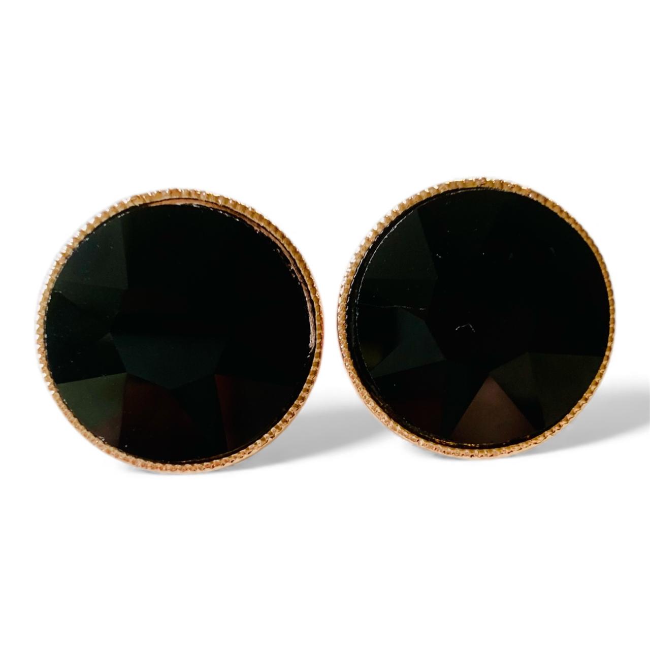 Cabochon Stud Earrings in Gold Plating - RYZZ