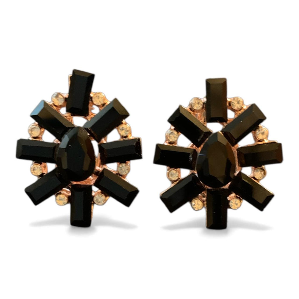 Midnight Radiance Gemstone Burst Stud Earrings - Gold Statement in Various Colours - RYZZ