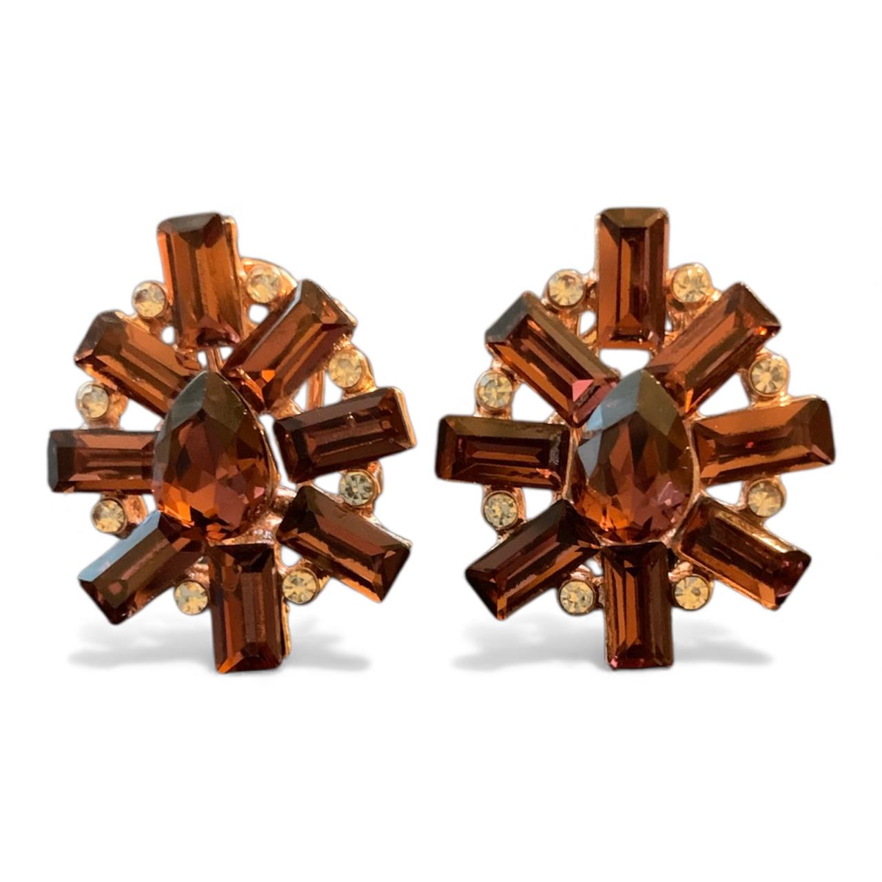 Midnight Radiance Gemstone Burst Stud Earrings - Gold Statement in Various Colours - RYZZ