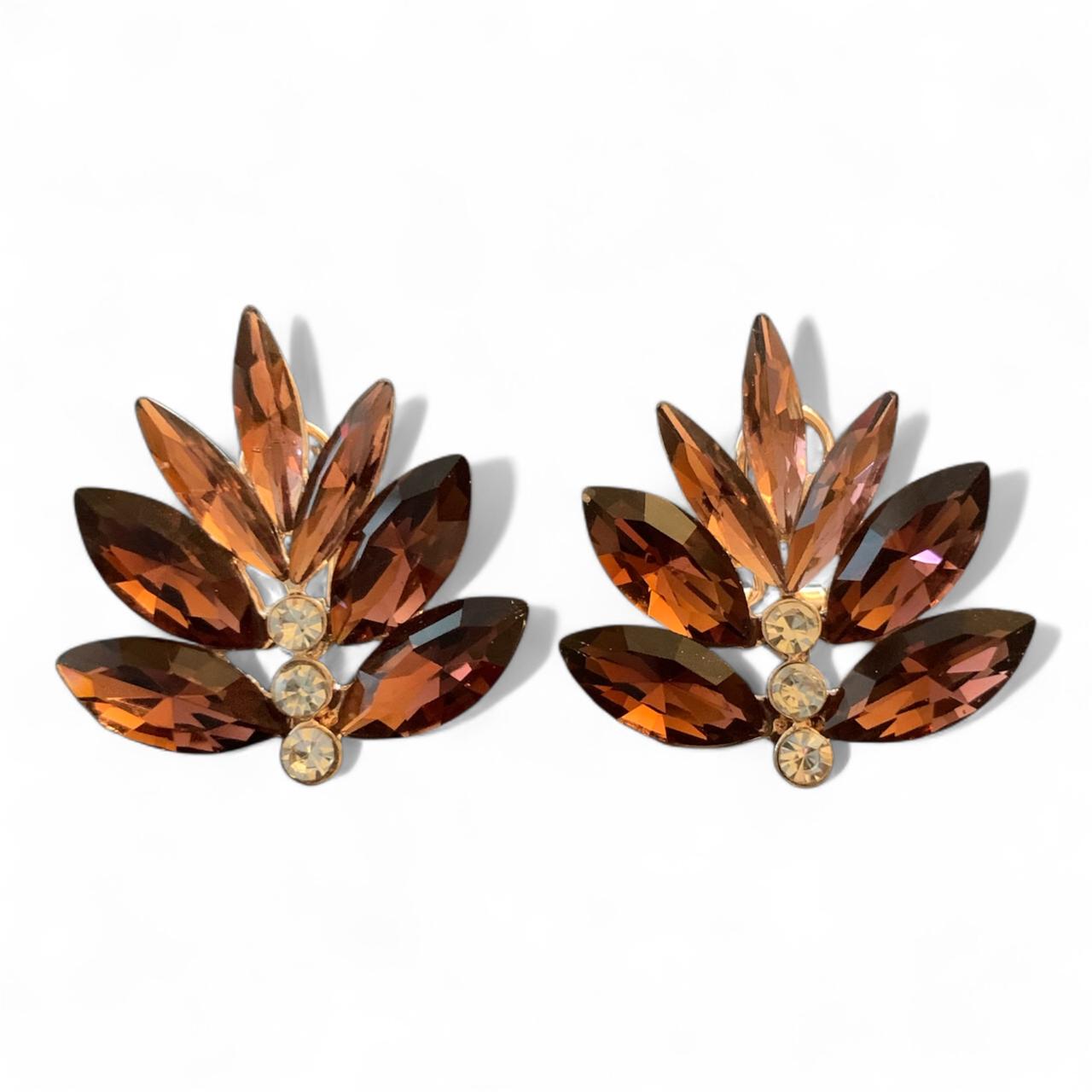 Autumn Design Statement Crystal Stud Earrings in Various Colors - RYZZ