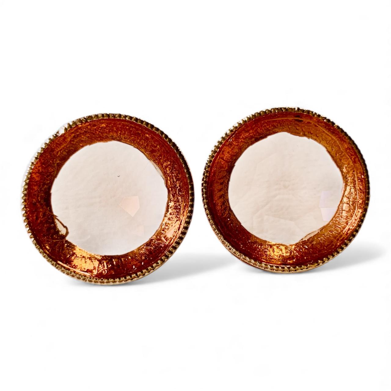 Cabochon Stud Earrings in Gold Plating - RYZZ