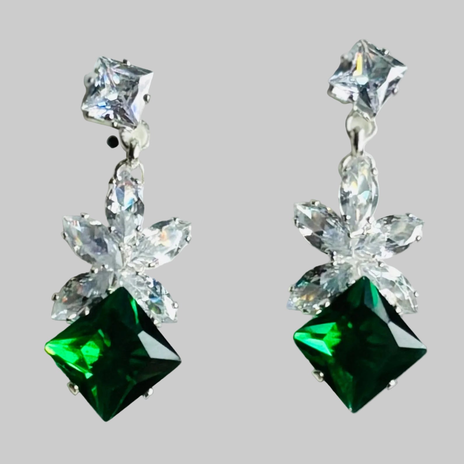Black Cubic Zirconia Dangle Statement Earrings Alloy Earrings Available in Various Colors - RYZZ