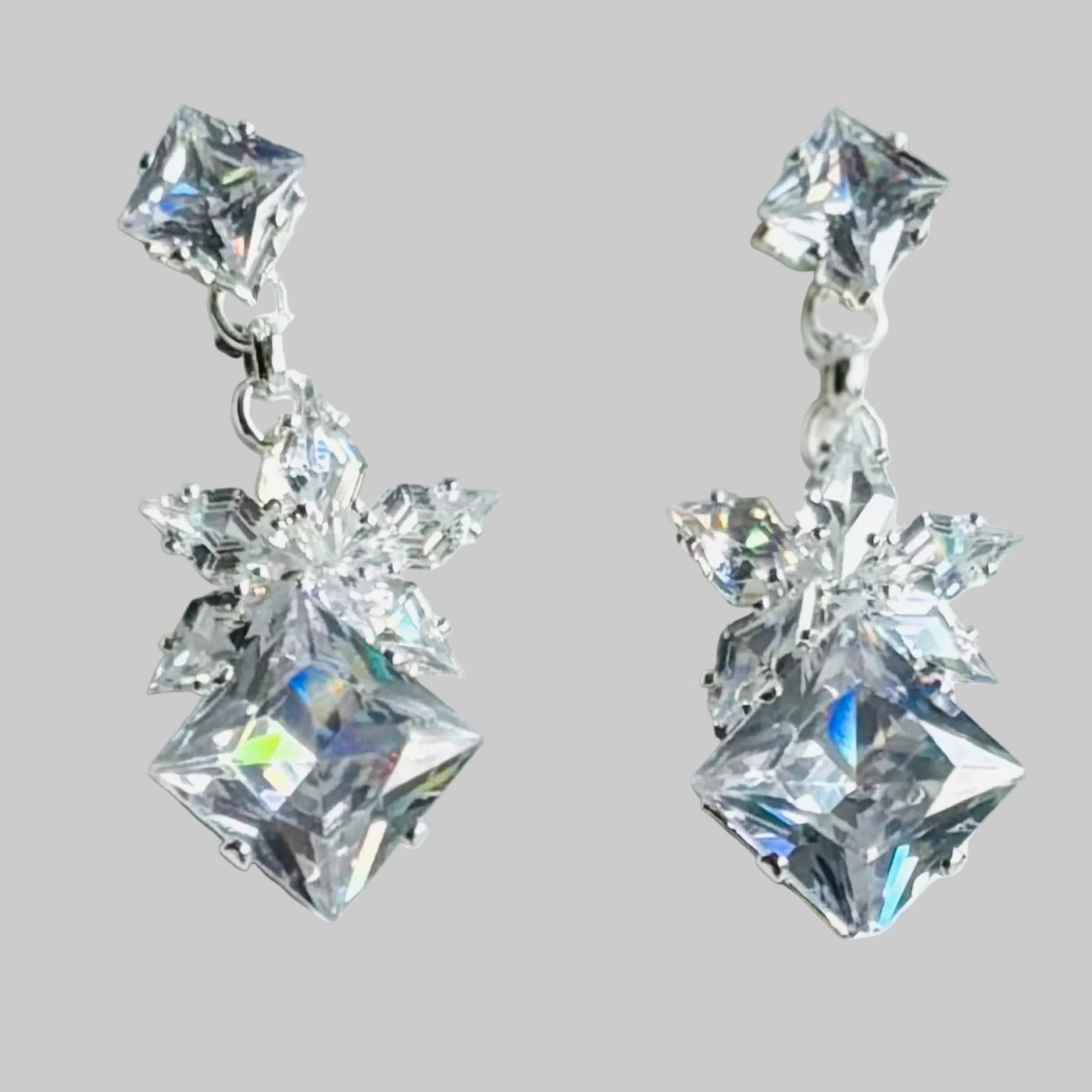 Black Cubic Zirconia Dangle Statement Earrings Alloy Earrings Available in Various Colors - RYZZ