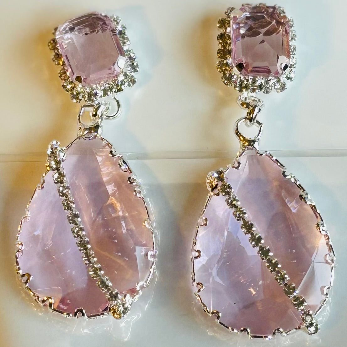 Cubic Zirconia Dangle Cocktail Earrings with Black Stones in Silver Accent Available in Various Colors - RYZZ