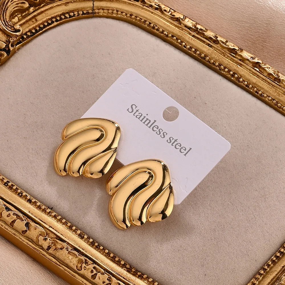 Anti Tarnish Gold Plated Unique Bold Statement Stud Earrings - RYZZ