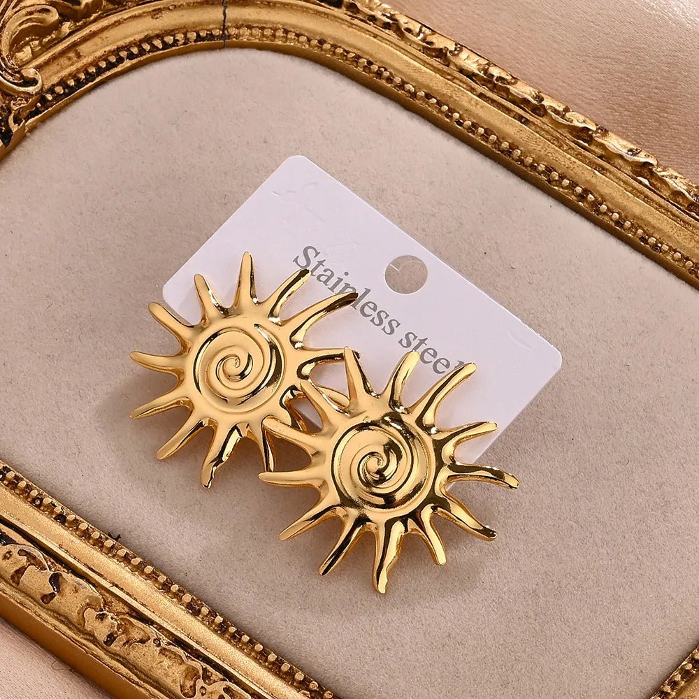 Anti Tarnish Sun Motif Stainless Steel Style Casual Vacation Polishing Plating Ear Studs - RYZZ