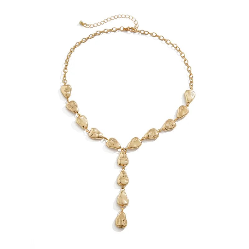 Elegant Geometric Glittering Gold Plated Alloy Y - Necklace Lariat - RYZZ