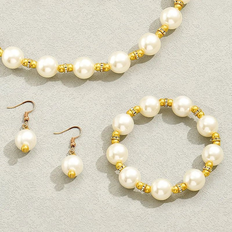 Elegant Pearl Abalone Women's Jewelry Set Versatile Necklace Earrings Bracelet Combo For Women - RYZZ