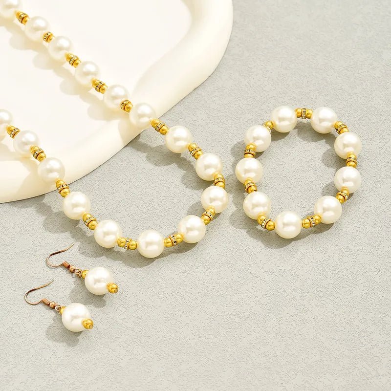 Elegant Pearl Abalone Women's Jewelry Set Versatile Necklace Earrings Bracelet Combo For Women - RYZZ