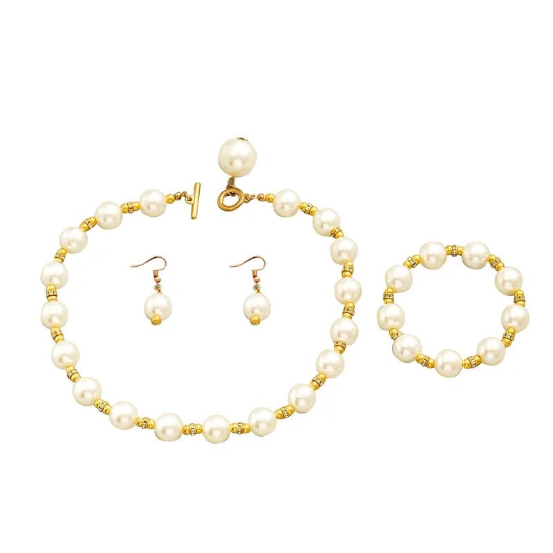 Elegant Pearl Abalone Women's Jewelry Set Versatile Necklace Earrings Bracelet Combo For Women - RYZZ