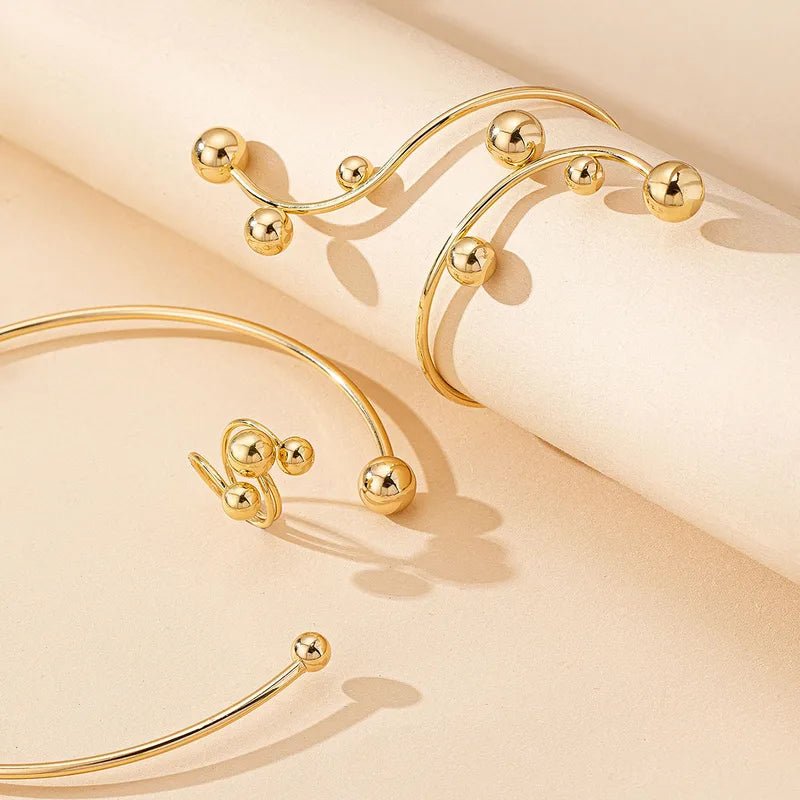 Exaggerated Simple Style Artistic Round Alloy Women's Jewelry Set - Necklace, Bracelet, Ring - RYZZ