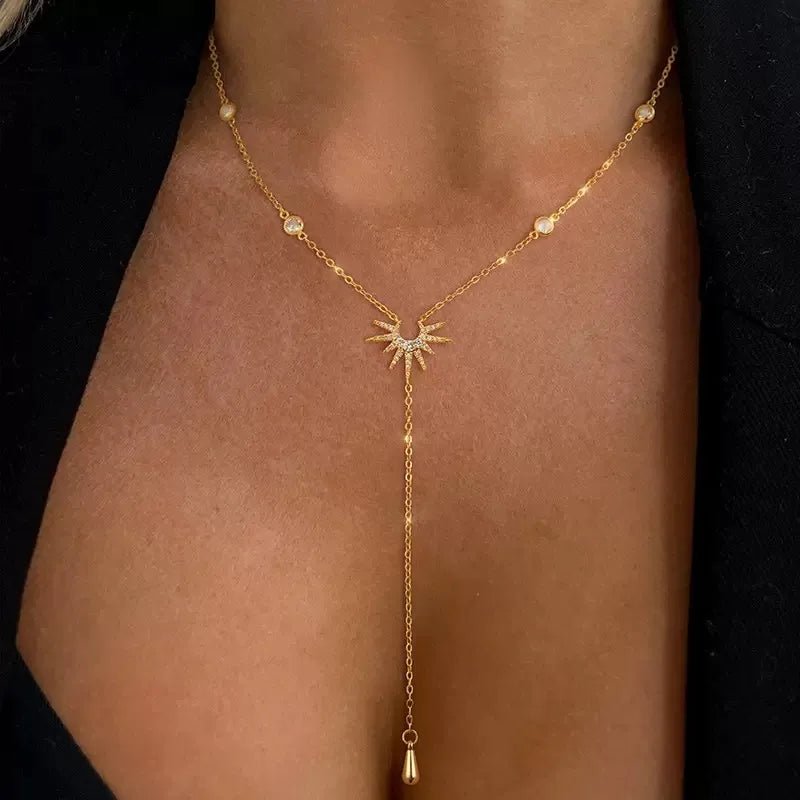 Fashionable Long Tassel Y - Chain Necklace For Women Beach Vacation Style in Alloy Material - RYZZ