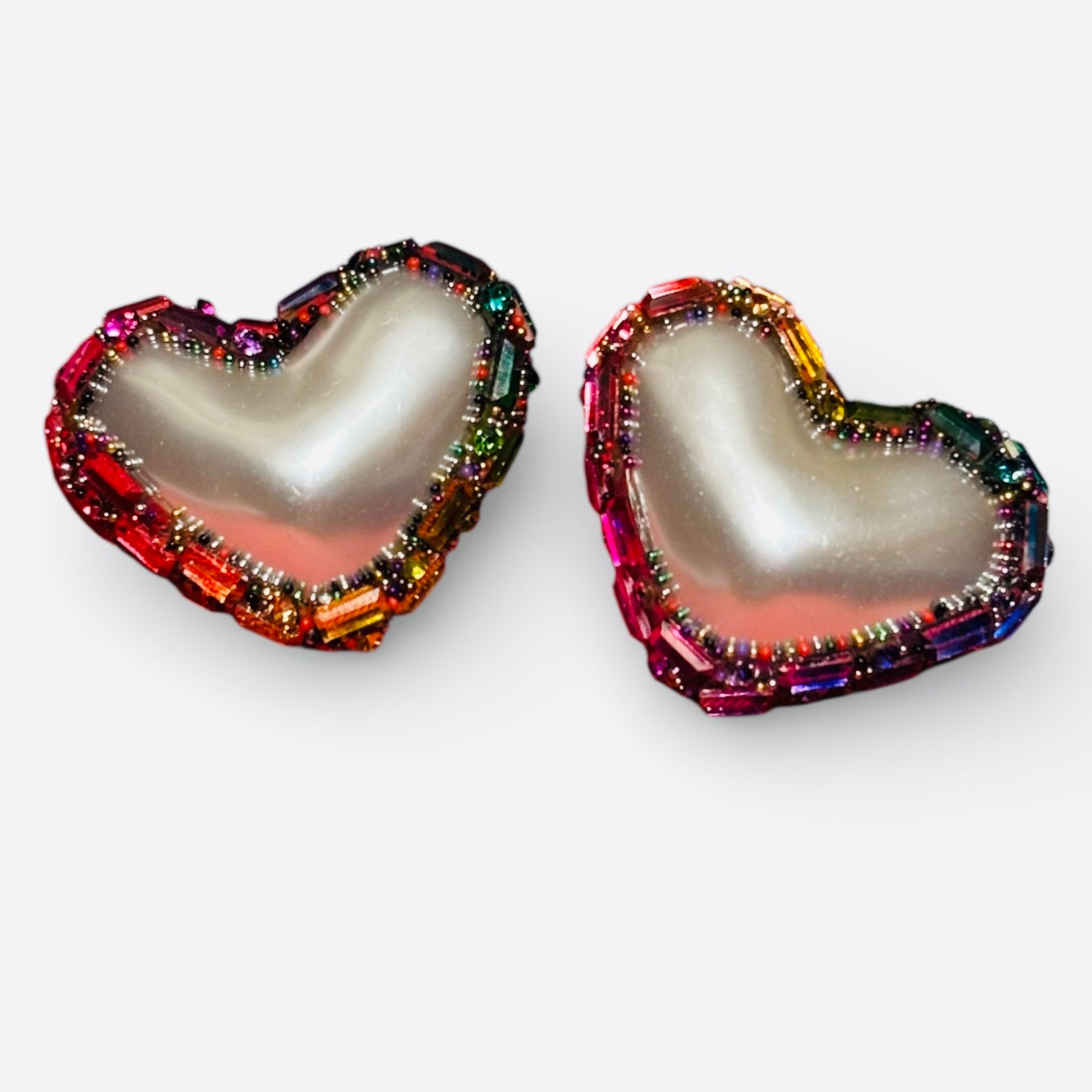 Korean Heart Shaped Designer Beads Earrings Studs Multi Color - RYZZ