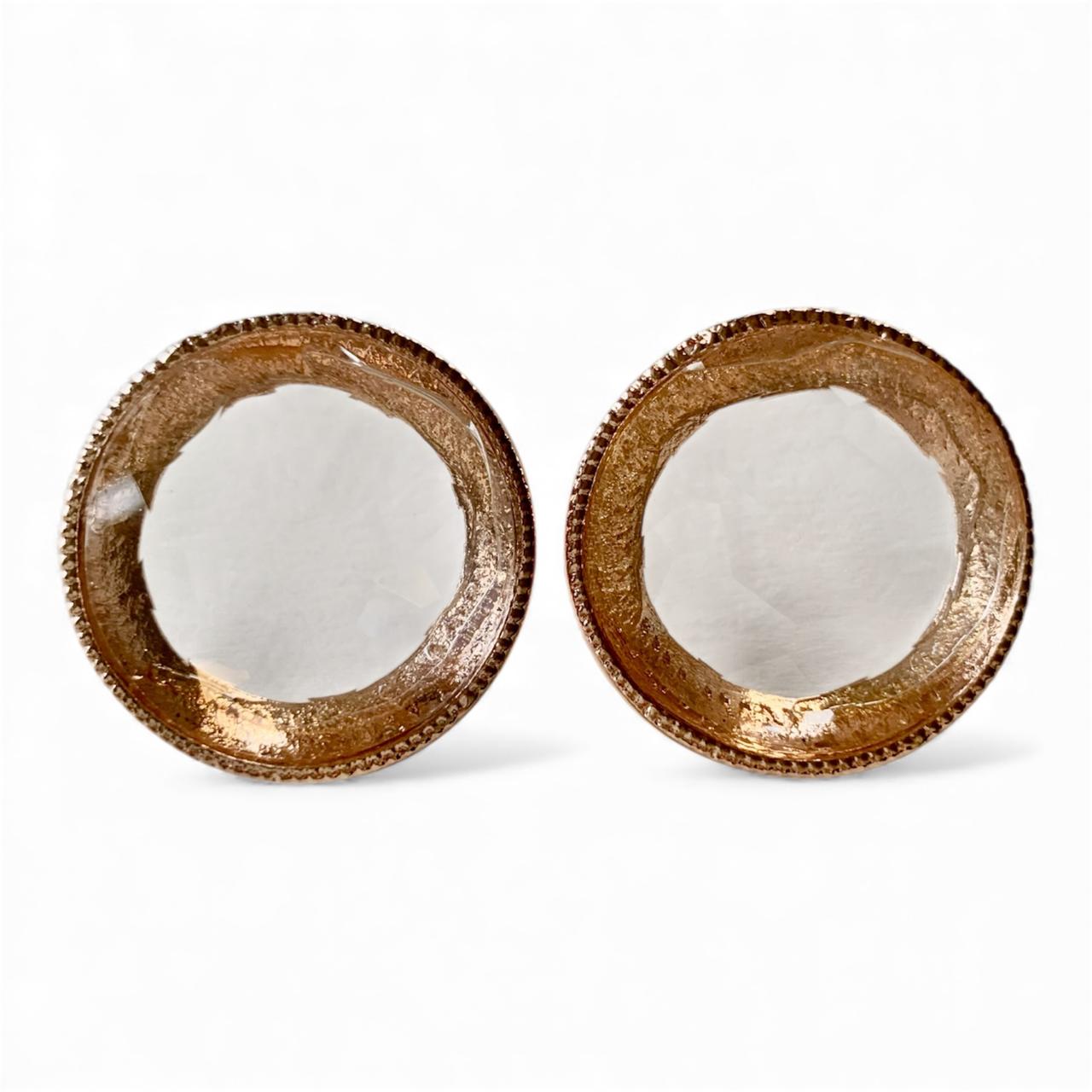 Cabochon Stud Earrings in Gold Plating - RYZZ