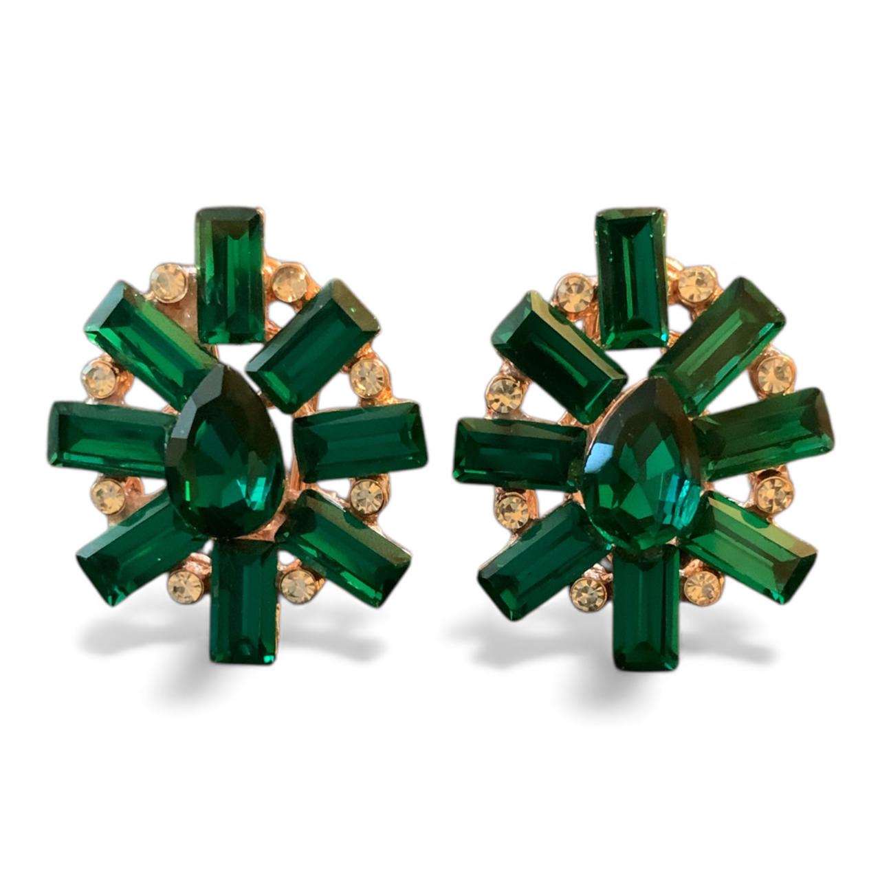 Midnight Radiance Gemstone Burst Stud Earrings - Gold Statement in Various Colours - RYZZ