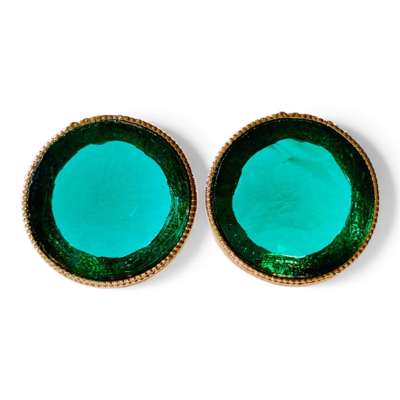 Cabochon Stud Earrings in Gold Plating - RYZZ