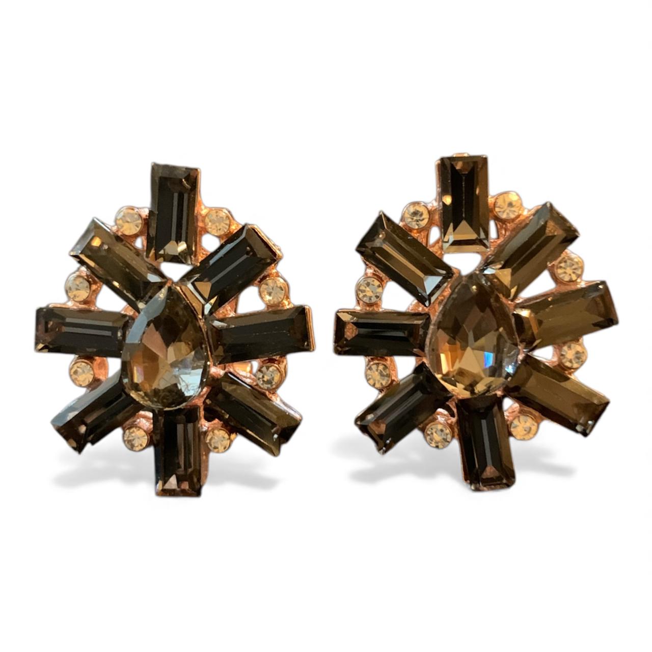 Midnight Radiance Gemstone Burst Stud Earrings - Gold Statement in Various Colours - RYZZ