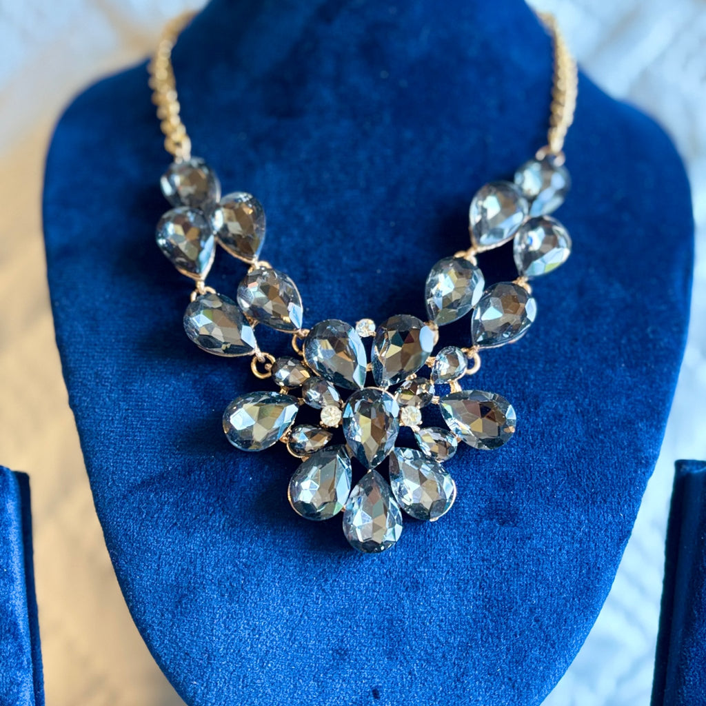 Gold Plated Black Chunky Bold Statement Necklace in Brass - RYZZ