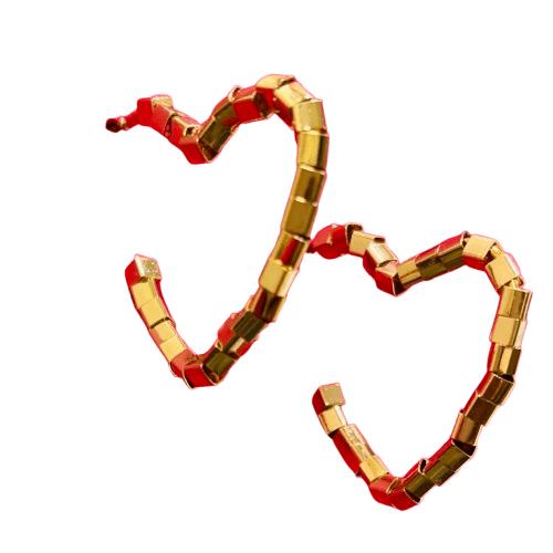 Gold Plated Heart Shaped Unique Design Stud Earrings - RYZZ