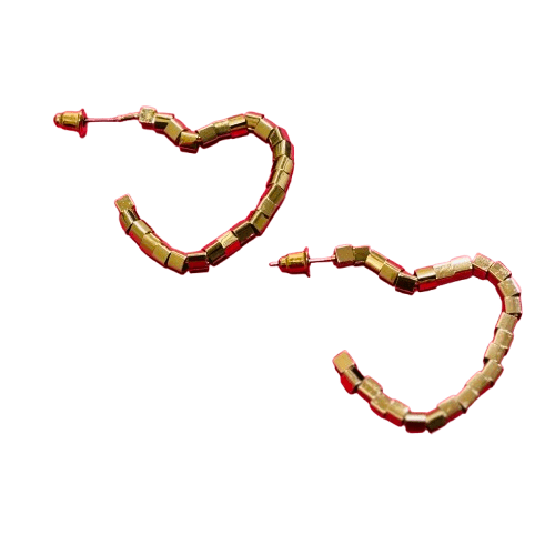 Gold Plated Heart Shaped Unique Design Stud Earrings - RYZZ