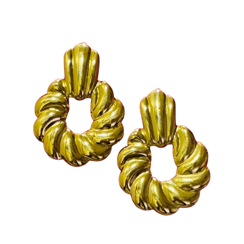 Geometric Design Stainless Steel Anti - Tarnish Stud Earrings, Gold Plated - RYZZ