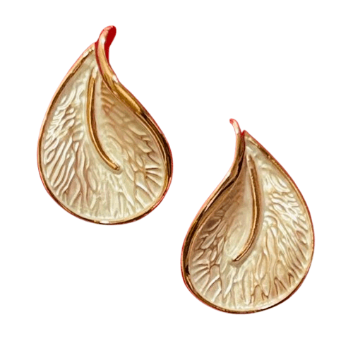 Korean Silver Leaf Design Gold Plated Alloy Stud Earrings - RYZZ