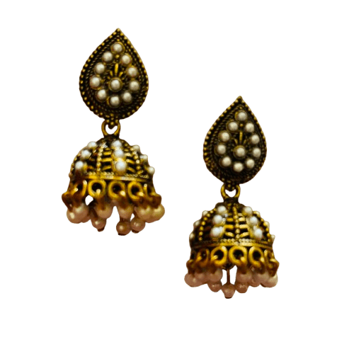 Traditional Jhumki Earrings with Faux Pearls at Best Price - RYZZ