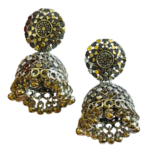 Pair of Ornate Earrings with Silver Details - RYZZ