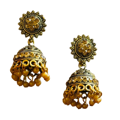 Pair of Ethnic Indian Earrings with Silver Details - RYZZ