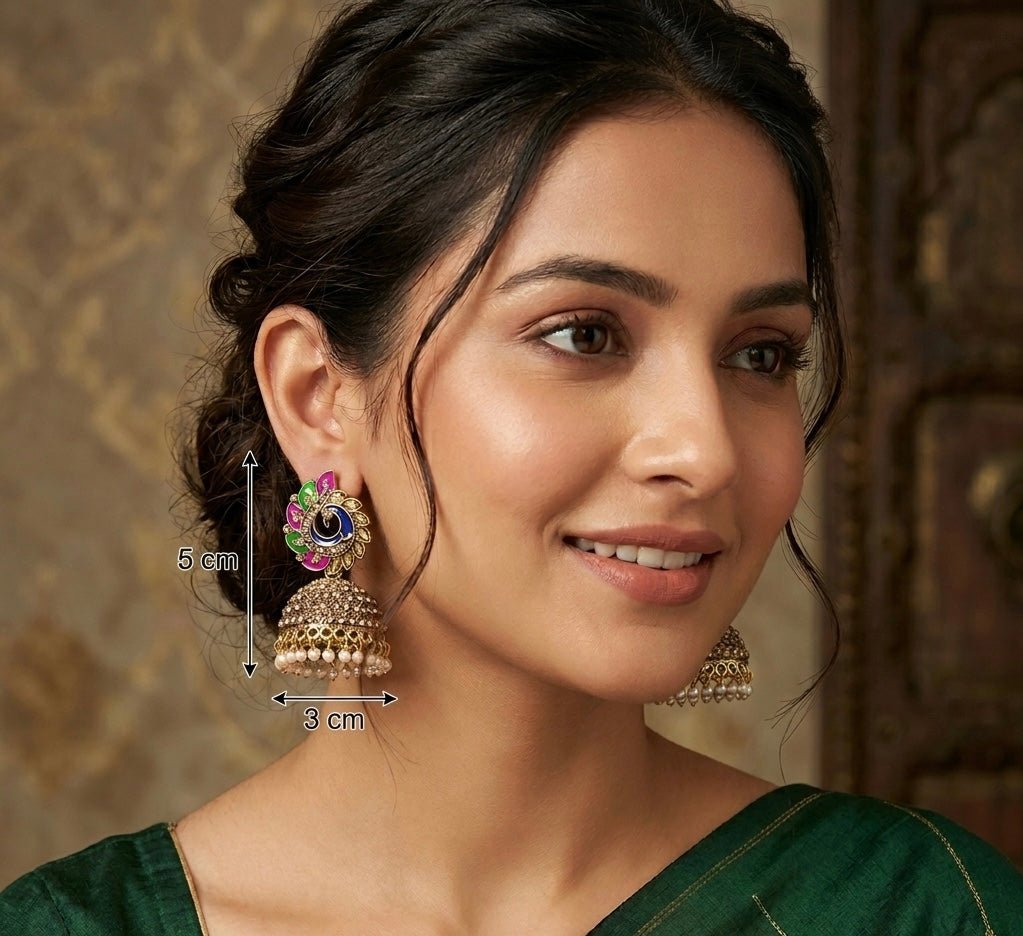 Jhumka Combo of 2 Traditional Earrings Indian Jhumki Danglers - RYZZ