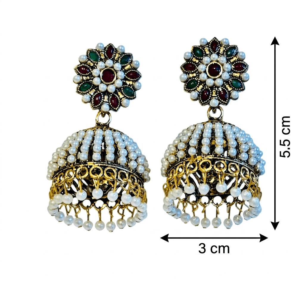 Jhumka Combo of 2 Traditional Earrings Indian Jhumki Danglers - RYZZ