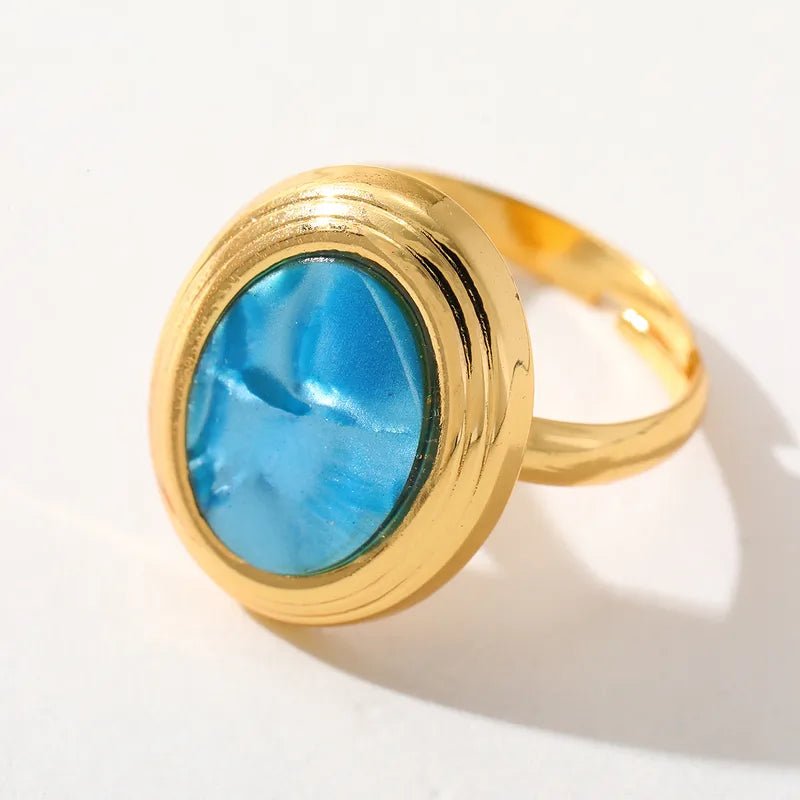 Ion Plating Real Gold Plated 18K Gold Geometric Stainless Steel Cute Basic Simple Style Adjustable Anti Tarnish Ring - RYZZ