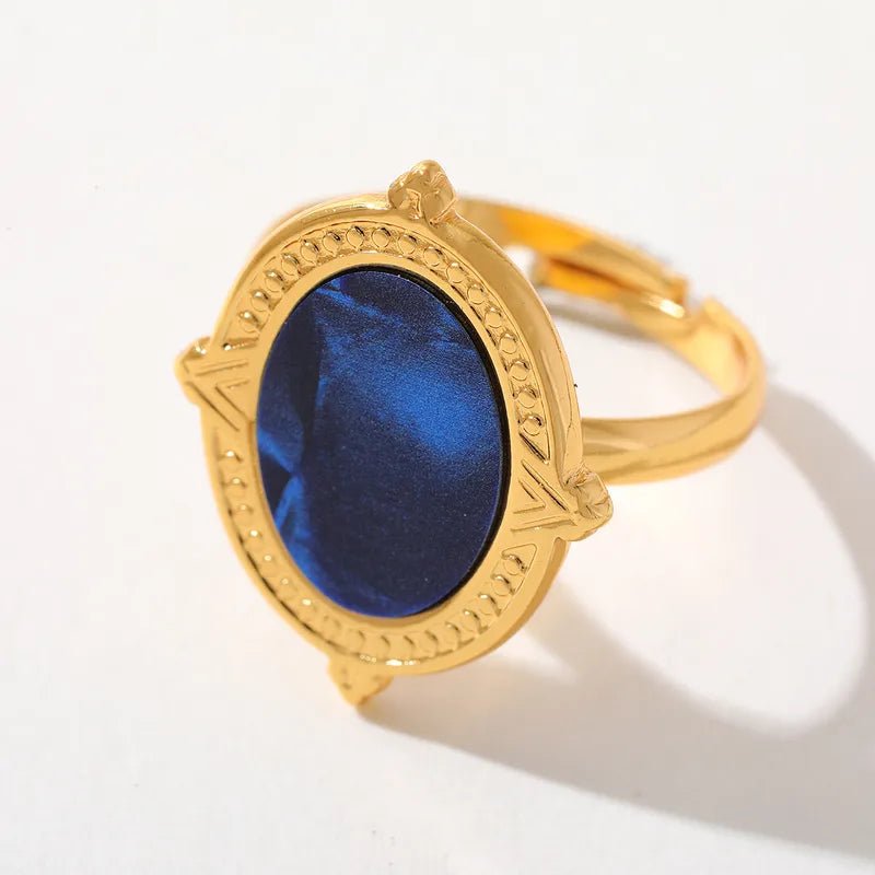 Ion Plating Real Gold Plated 18K Gold Geometric Stainless Steel Cute Basic Simple Style Adjustable Anti Tarnish Ring - RYZZ