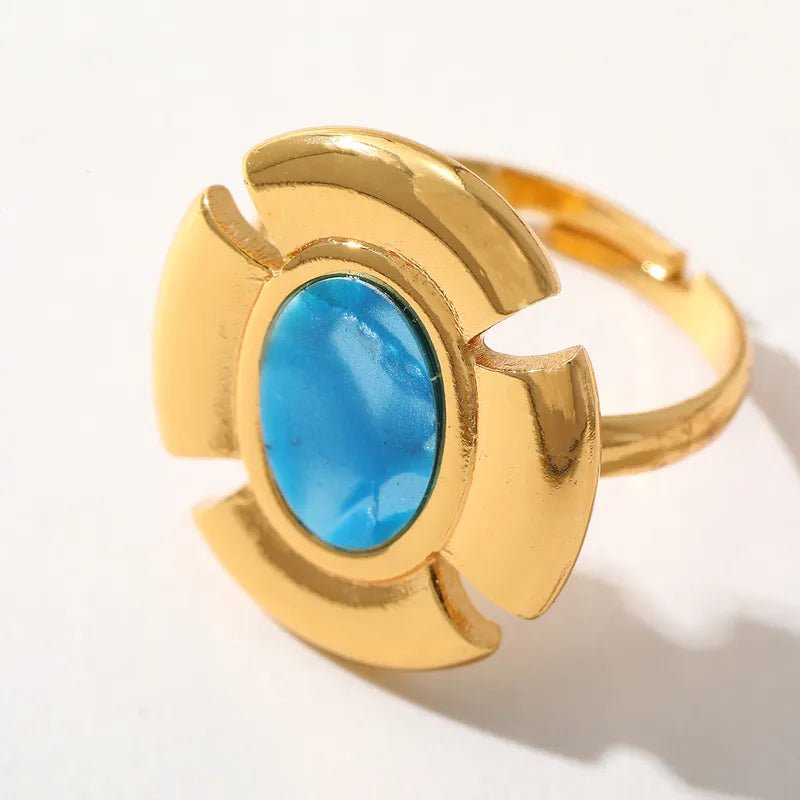 Ion Plating Real Gold Plated 18K Gold Geometric Stainless Steel Cute Basic Simple Style Adjustable Anti Tarnish Ring - RYZZ