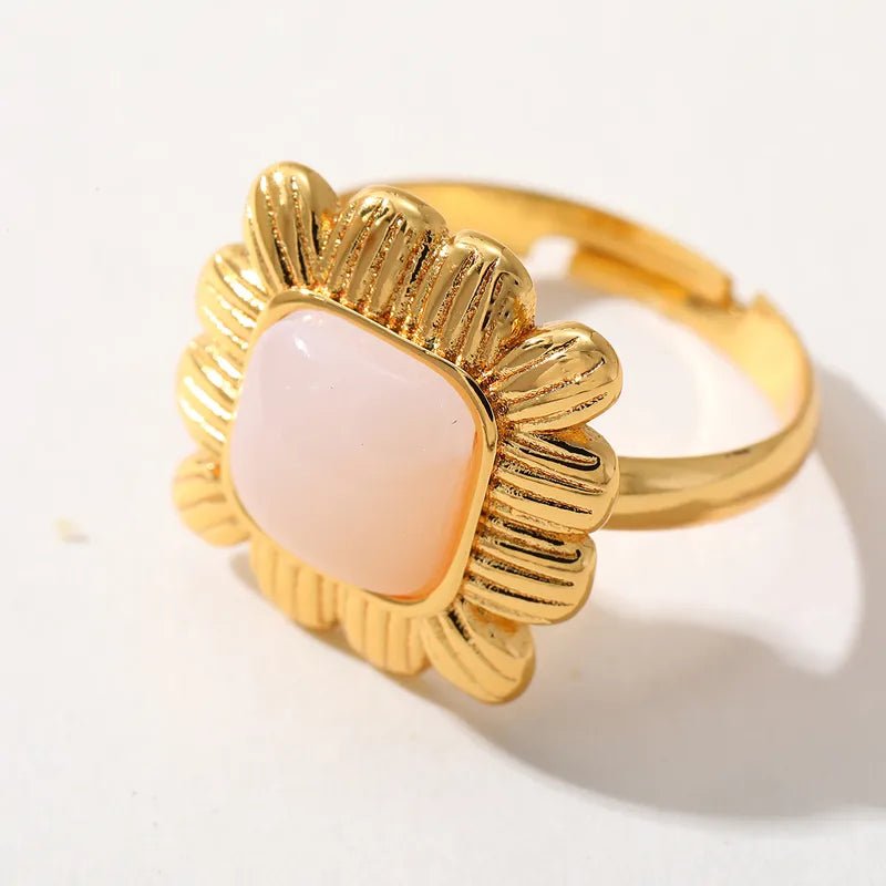 Ion Plating (IP) Real Gold Plated 18K Gold Geometric Stainless Steel Cute Basic Simple Style Waterproof Anti - Tarnish Rings - RYZZ