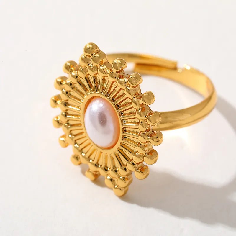 Ion Plating (IP) Real Gold Plated 18K Gold Geometric Stainless Steel Cute Basic Simple Style Waterproof Anti - Tarnish Ring - RYZZ
