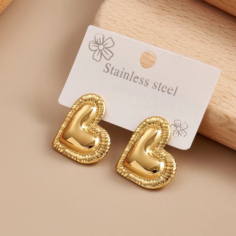 Anti Tarnish Hot Selling Heart Shaped Earrings Stainless Steel Electroplated Casual Minimalist Design - RYZZ