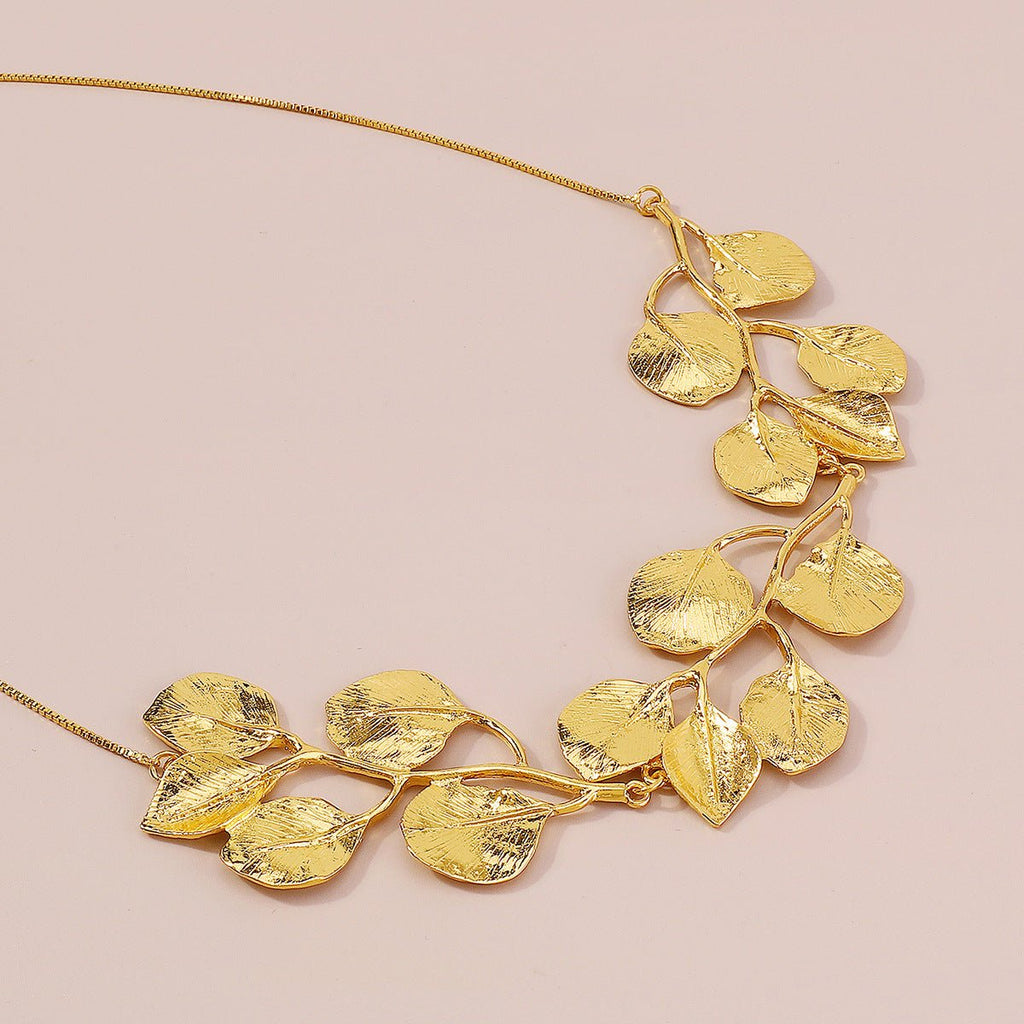 Elegant Retro Luxurious Leaf Alloy Plating Women's Earrings Necklace Jewellery Set - RYZZ