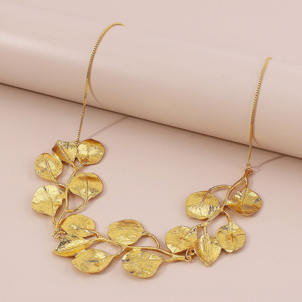 Elegant Retro Luxurious Leaf Alloy Plating Women's Earrings Necklace Jewellery Set - RYZZ