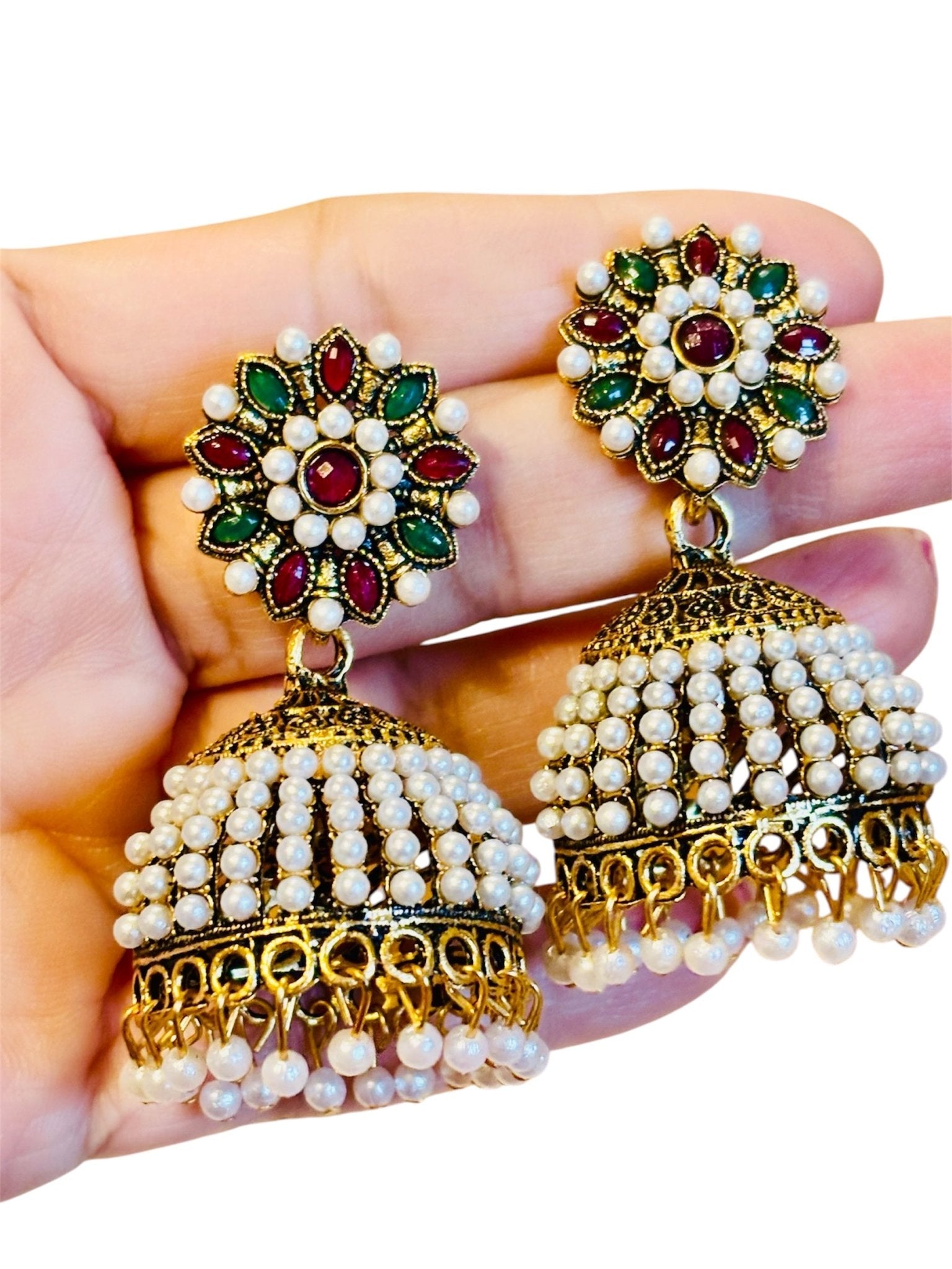 Jhumka Combo of 2 Traditional Earrings Indian Jhumki Danglers - RYZZ